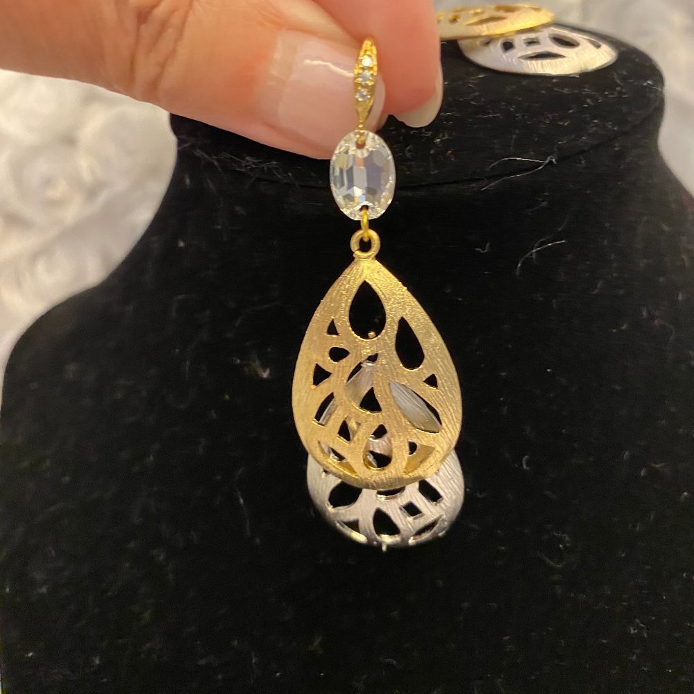 Theia Double Tiered Teardrop Earrings - Picture 2 of 4
